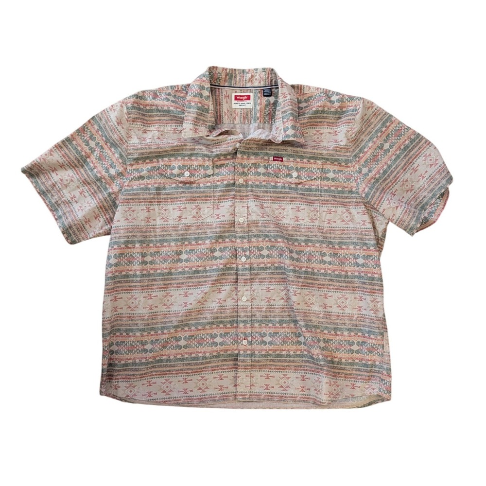 Wrangler Men's Short Sleeve Aztec Southwestern Button Down Shirt-‎ 3XL